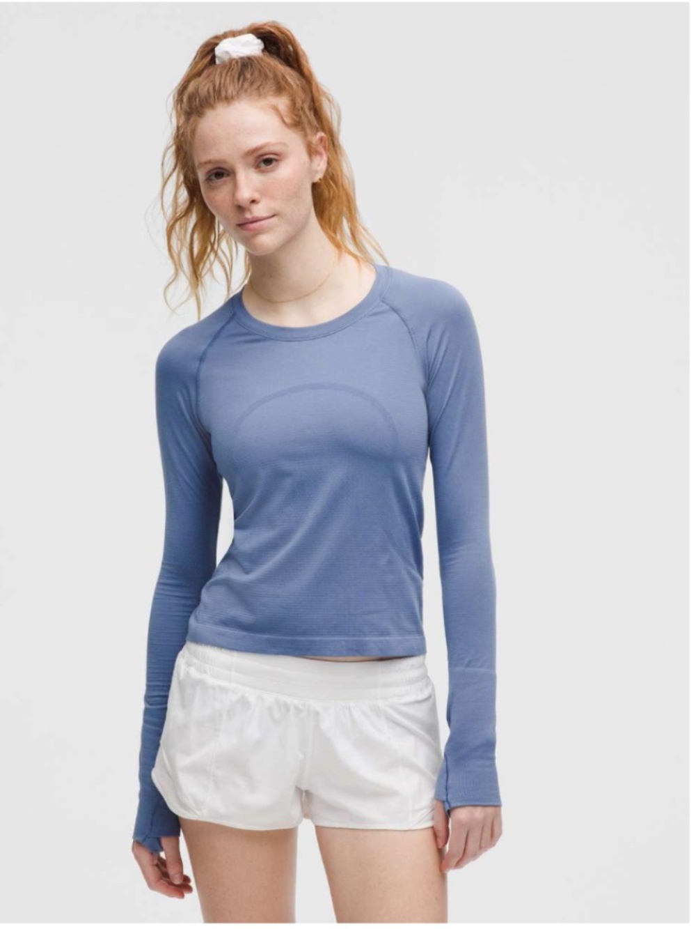 NEW! Lululemon Swiftly Tech Long-Sleeve Shirt 2.0 *Waist Length Blue Size 8